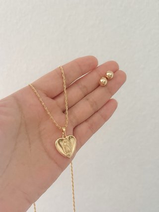 Conjunto Virgen de Guadalupe Corazón dorado