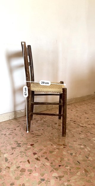 5 Sedie vintage legno impagliate