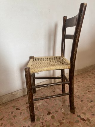 5 Sedie vintage legno impagliate