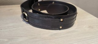 Cinturón Burberry Mujer Negro Hebilla Dorada