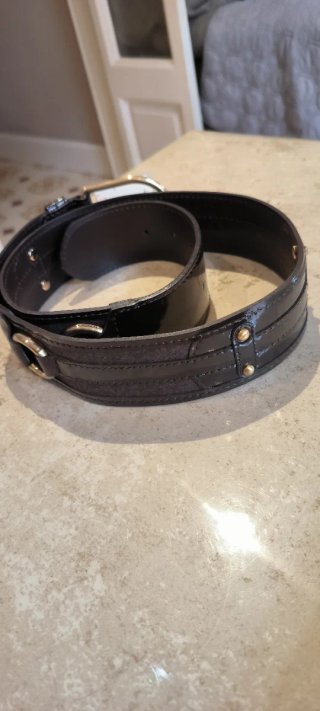 Cinturón Burberry Mujer Negro Hebilla Dorada