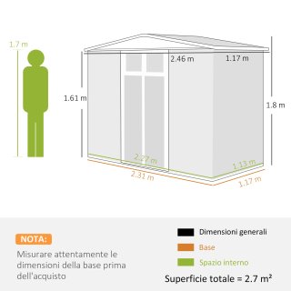 Capanno Porta Attrezzi in Acciaio Zincato 2 Porte