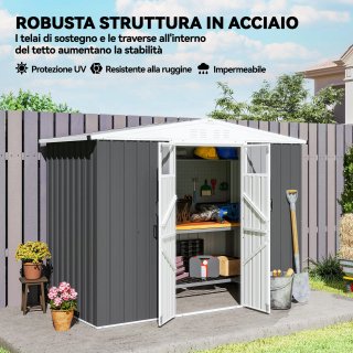 Capanno Porta Attrezzi in Acciaio Zincato 2 Porte