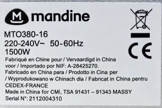Horno sobremesa Mandine 38L