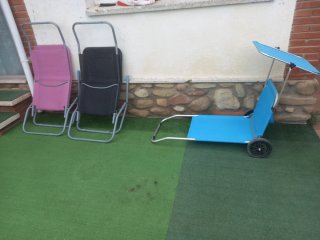 3 Tumbonas Plegables (Rosa, Negra, Azul) las tres