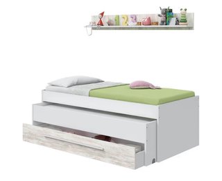 Cama nido con cajón y estantería