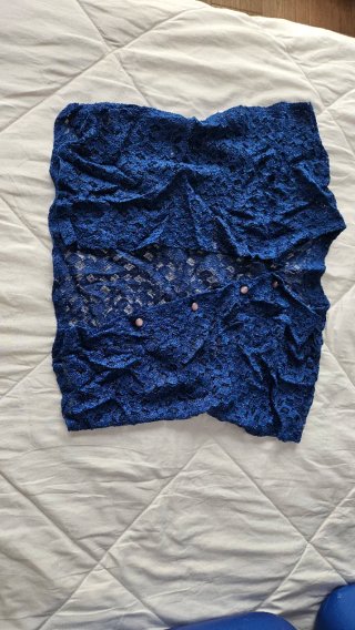 Abrigo chic tejido mujer azul
