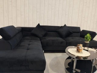 Sofá Rinconera Negro de 260cm Terciopelo