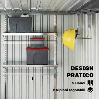 Capanno Attrezzi in Metallo 1.5x2m con Base Bianco