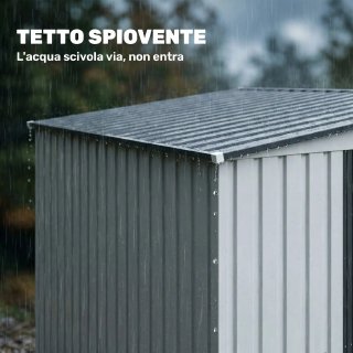 Capanno Attrezzi in Metallo 1.5x2m con Base Bianco