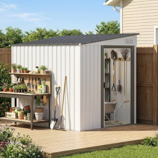 Capanno Attrezzi in Metallo 1.5x2m con Base Bianco