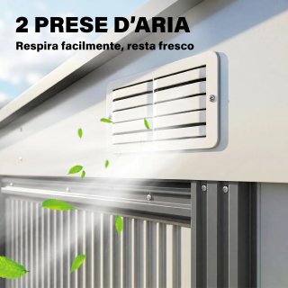 Capanno Attrezzi in Metallo 1.5x2m con Base Bianco