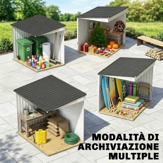 Capanno Attrezzi in Metallo 1.5x2m con Base Bianco