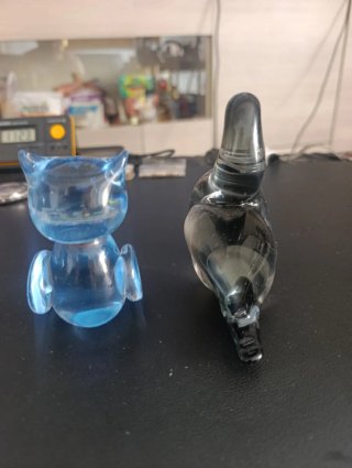 2 Figuras Cristal Soplado Azul y Negro