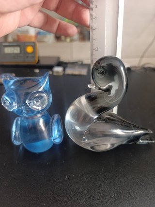 2 Figuras Cristal Soplado Azul y Negro