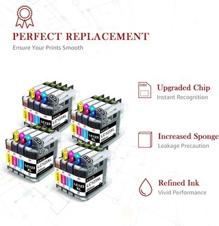 Toner Kingdom LC-123XL 16 Cartuchos de Tinta Compatibles para Brother LC123