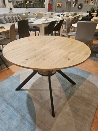 Mesa redonda madera y metal extensible 153cm