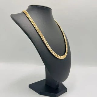 CADENA CUBANA, Hueca cierre de circonita. Oro18k.