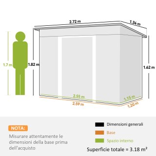 Casetta da Giardino in Acciaio Verde 272 X 134 cm