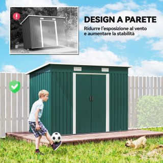 Casetta da Giardino in Acciaio Verde 272 X 134 cm