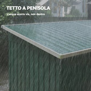 Casetta da Giardino in Acciaio Verde 272 X 134 cm