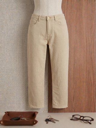 Pantalones vaqueros rectos beige Talla 38