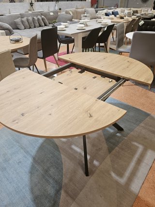 Mesa redonda extensible madera y metal 153cm