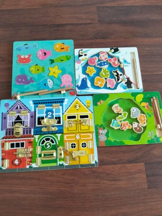 Juegos madera: pesca y puertas