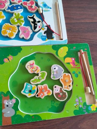 Juegos madera: pesca y puertas