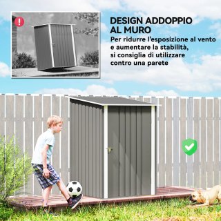 Casetta da Giardino Acciaio Galvanizzato Grigio
