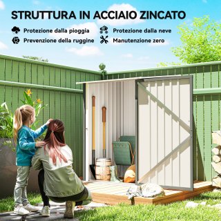 Casetta da Giardino Acciaio Galvanizzato Grigio
