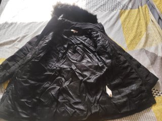 Abrigo de plumas negro mujer