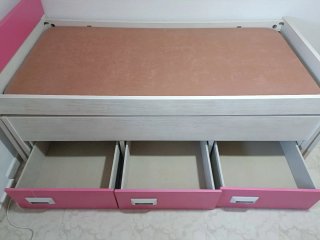 Cama Nido Blanca y Rosa con Cajones