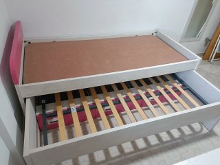 Cama Nido Blanca y Rosa con Cajones