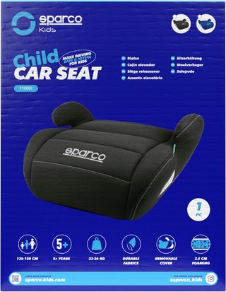 Sparco Alzador Infantil de Asiento de Coche Negro