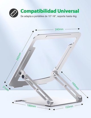 Soporte Portatil Mesa Estable Compatible con MacBook Pro y Tabletas 10-16”