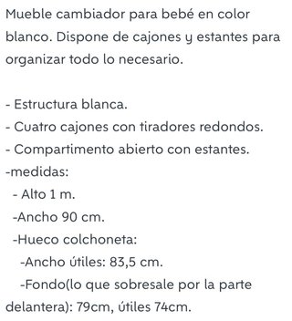 Cómoda cambiador bebé blanca