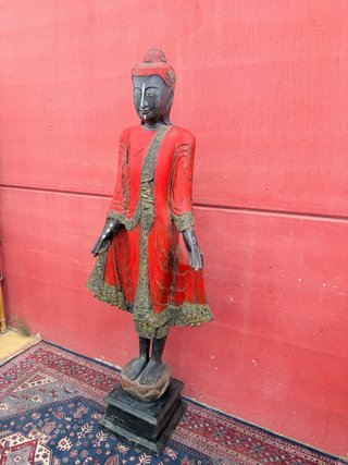 Estatua Buda Madera Pie Alta
