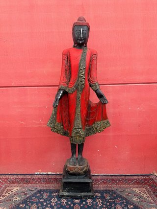 Estatua Buda Madera Pie Alta