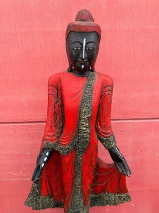 Estatua Buda Madera Pie Alta