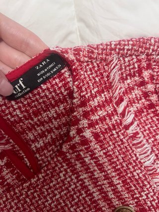 Conjunto Zara cuadros rojo y blanco