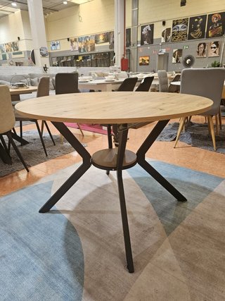 Mesa redonda extensible madera y metal 153cm
