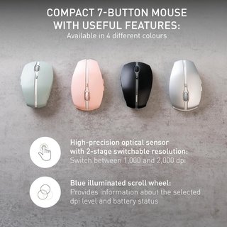 CHERRY GENTIX BT, Ratón Inalámbrico Bluetooth, Función Multidispositivo para hasta 3 Dispositivos