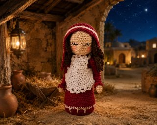 Figura Belén Crochet Virgen María