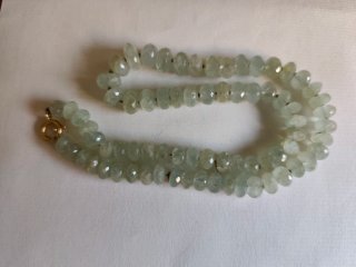 Collar Aguamarinas Facetadas Cierre Oro 18k