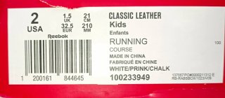 Zapatillas Reebok Classic Kids T32.5 Nuevas