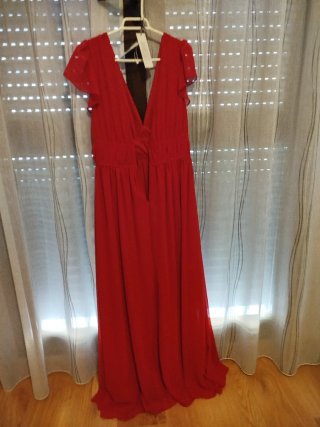 Vestido fiesta largo rojo