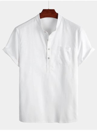 Camisa informal blanca manga corta hombre