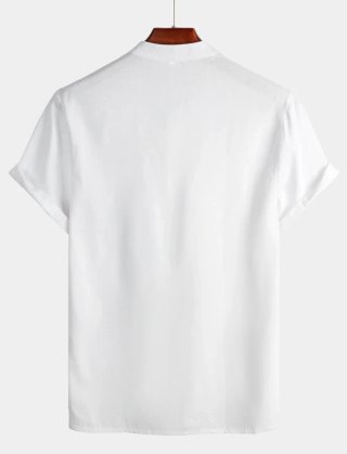 Camisa informal blanca manga corta hombre