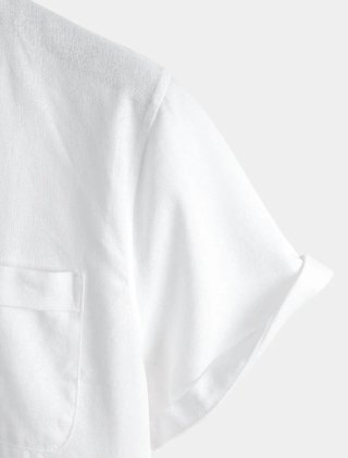 Camisa informal blanca manga corta hombre